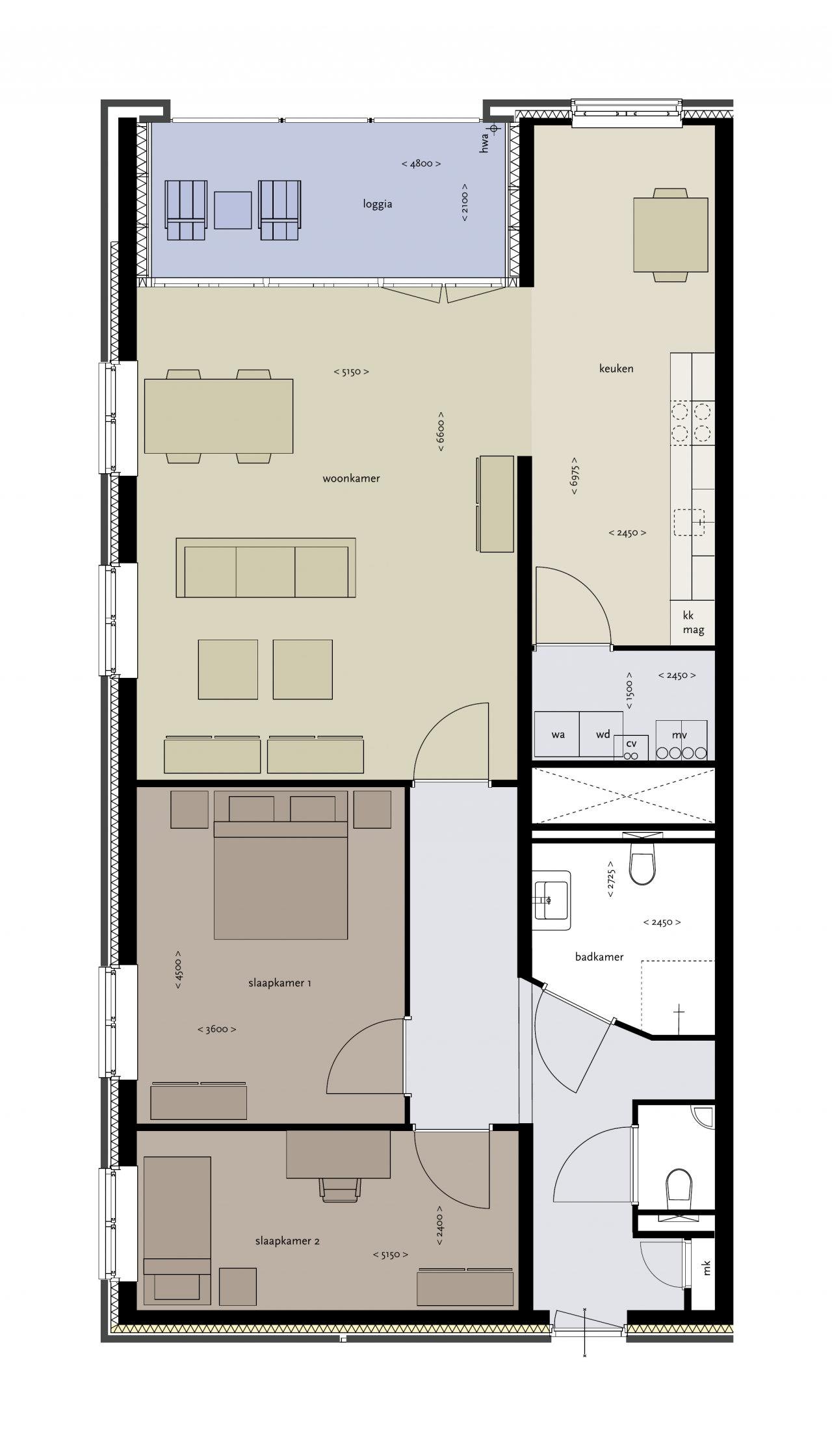 Appartement in Tilburg met 2 kamers